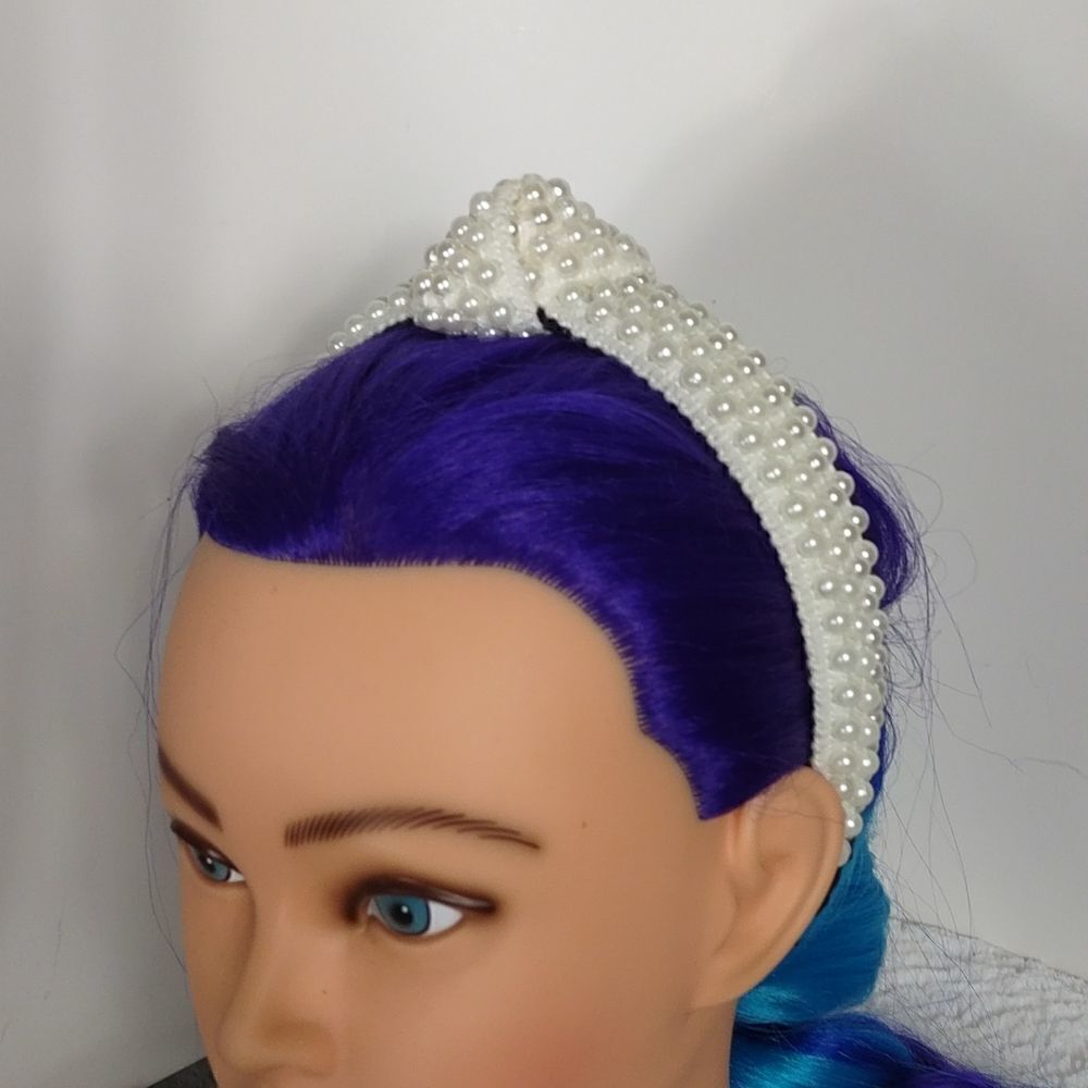 Crocheted Pearl Beaded Hair Band